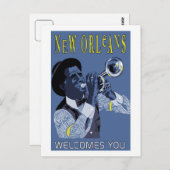 Retro vector Art New Orleans jazz trompetspeler Briefkaart (Voorkant / Achterkant)