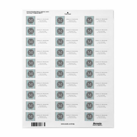 Retro Vector Blue Grey Leaves Pattern Etiket (Full Sheet)