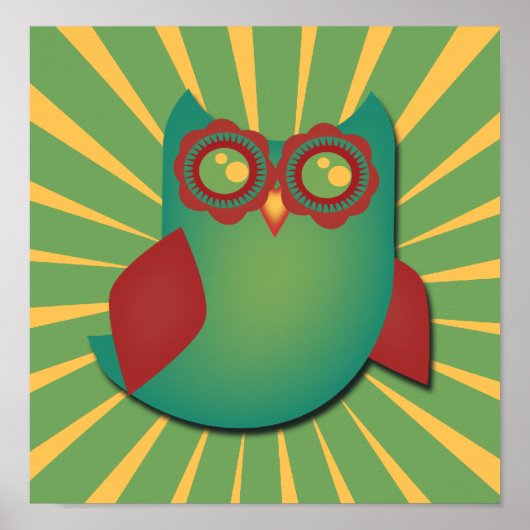 Retro Vector Owl Poster (Voorkant)