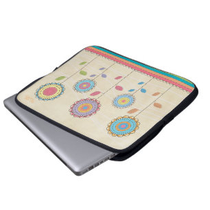Retro Vector Rainbow Flower Garden Abstract Laptop Sleeve
