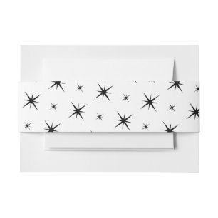 Retro Vegas Black Stars Envelope Belly Band Uitnodigingen Wikkel