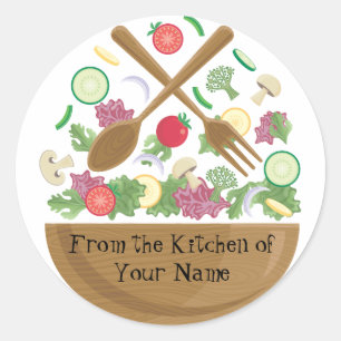 Retro Vegetable Bowl Ronde Sticker