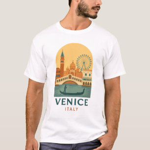 Retro Venetië Italië Gondel Reis T-Shirt