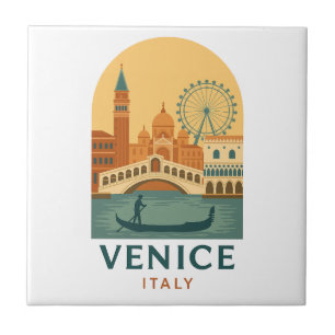 Retro Venetië Italië Keramische Tegel – Retro Gond Tegeltje