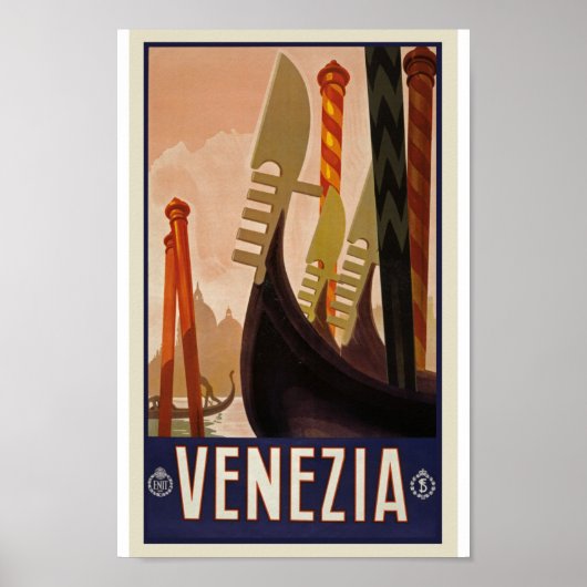 Retro Venezia Travel Classic Old Poster (Voorkant)