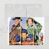 Retro Venster van Kerstmis van jaren '50 Feestdagenkaart (Voorkant / Achterkant)