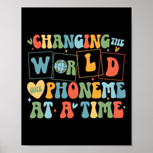 Retro Veranderen van de Wereld Een Phoneme Op Een Poster