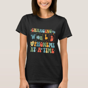 Retro Veranderen van de Wereld Een Phoneme Op Een T-shirt