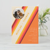 Retro Verbrand Sinaasappel Strepen 70s 80s QR Code Kaart (Staand voorkant)