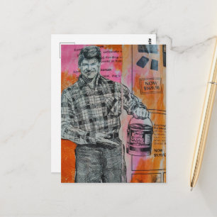 Retro verfman collage briefkaart