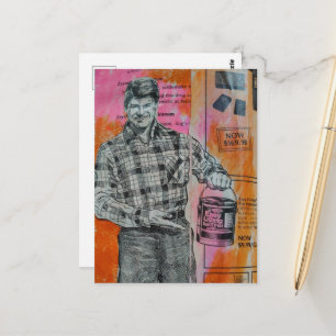 Retro verfman collage briefkaart