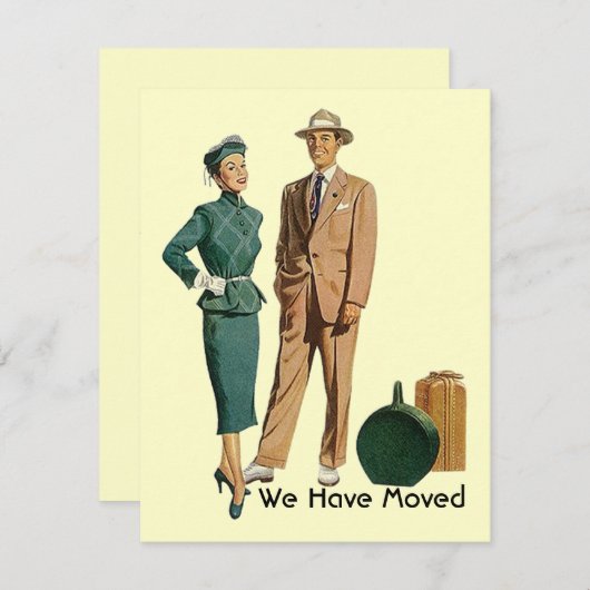 Retro verhuisd Aankondiging verhuizing (Voorkant / Achterkant)