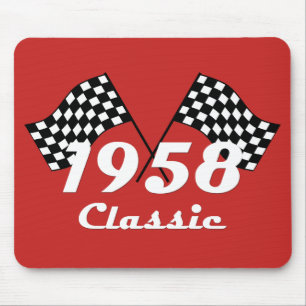 Retro Verjaardag 1958 Klassieke Geruite Race Vlag Muismat