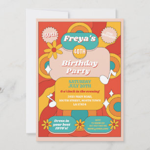 Retro Verjaardag 60s 70s 80s Muziek  Party Kaart