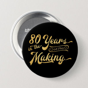 Retro Verjaardag 80 jaar in het maken van zwart go Ronde Button 7,6 Cm