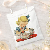 Retro Verjaardag Meisje Cake Kat Kinderen Kunstwer Bedankzakje (Geknipt)