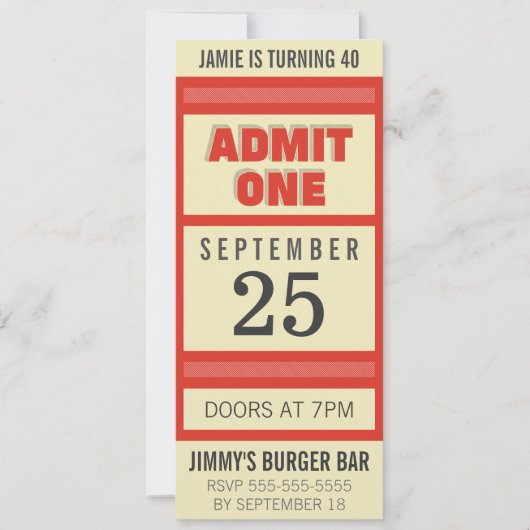 Retro verjaardagsfeest Evenement Ticket Uitnodigin Kaart (Voorkant)