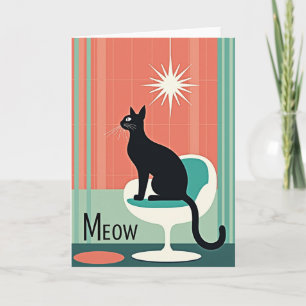 Retro Verjaardagskaart voor Kattenliefhebbers Kaart