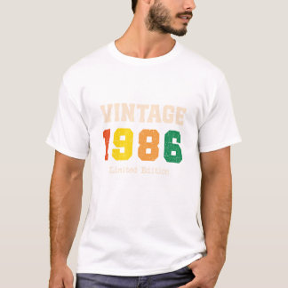 Retro verjaardagsontwerp uit 1986 in beperkte opla t-shirt