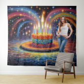 Retro Verjaardagstaart Achtergrond Feest Decoratie Wandkleed (In Situ (horizontaal))