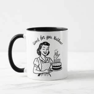 Retro verjaardagstaart gepersonaliseerde koffie mok
