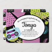 Retro verjaardagsuitnodiging 80s 90s Throw Back Kaart (Voorkant / Achterkant)