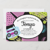 Retro verjaardagsuitnodiging 80s 90s Throw Back Kaart (Voorkant)