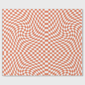 Retro Verkeerde Witte Controles Terracotta Gecontk Cadeaupapier (Vlak)