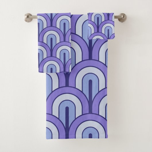 Retro Verlopend Geometrisch Waaierspatroon Bad Handdoek (Insitu)