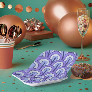 Retro Verlopend Geometrisch Waaierspatroon Papieren Bordje
