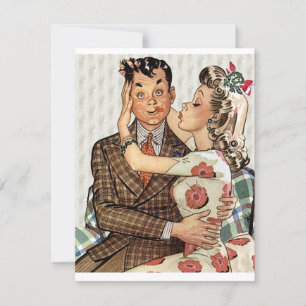 Retro Verloving Dinner Kaart