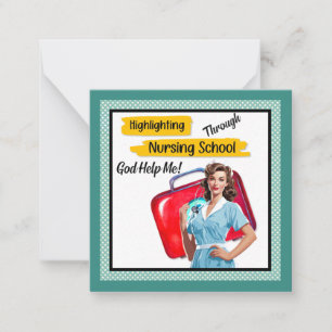 Retro Verpleegkundige Pinup_ Verpleegkunde Notitie Notitiekaartje
