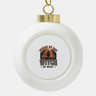 Retro Verpleegster Heks Halloween Ontwerp_1 Keramische Bal Ornament