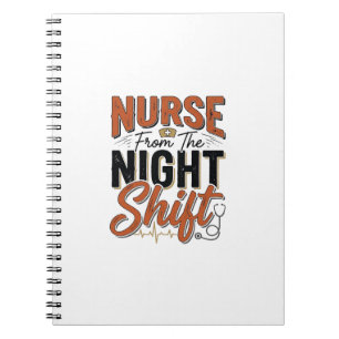Retro verpleegster nachtdienst shirt ontwerp_1 notitieboek