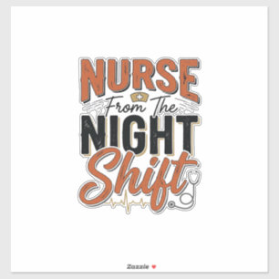 Retro verpleegster nachtdienst shirt ontwerp_1 sticker