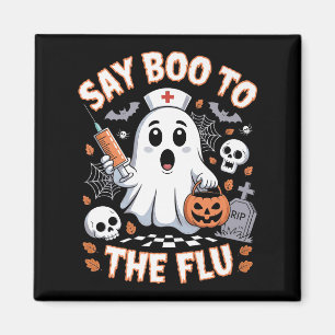 Retro verpleegster spook Halloween vaccin zeg Boe Magneet
