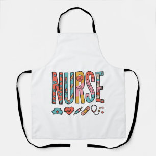 Retro-verpleegster-typografie Medisch icoon shirt Schort