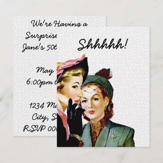 Retro verrassingspartij kaart (Voorkant / Achterkant)