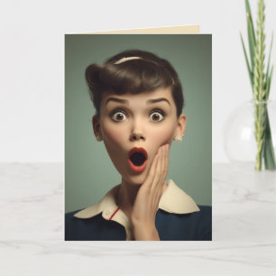 Retro verrassingsvrouw portret kaart