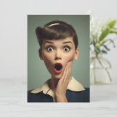 Retro verrassingsvrouw portret kaart (Staand voorkant)