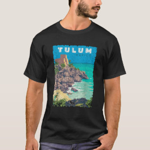 Retro versleten Tulum-strand Mexico vakantie aande T-shirt