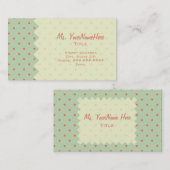 Rétro vert et carte de visite de point de polka de (Devant / Derrière)