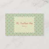 Rétro vert et carte de visite de point de polka de (Dos)