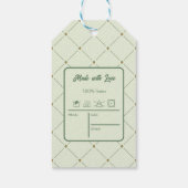 Retro Vert Vêtements Taille et prix Hang Étiquette (Dos)