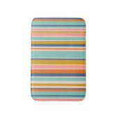 Retro verticaal oranje blauw en geel roze strepen badmat (Voorkant Verticaal)