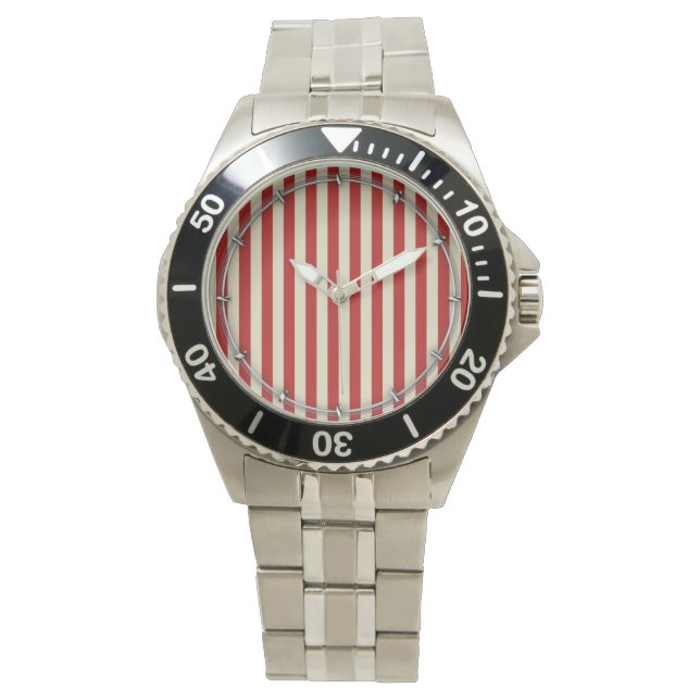 Retro  verticale PopCorn Klassieke Stripes Horloge (Voorkant)