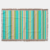 Retro verticale roze turquoise en perzikstrepen deken (Voorkant)
