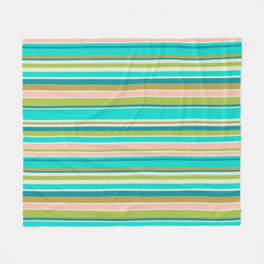 Retro verticale roze turquoise en perzikstrepen fleece deken (Voorkant (Horizontaal))
