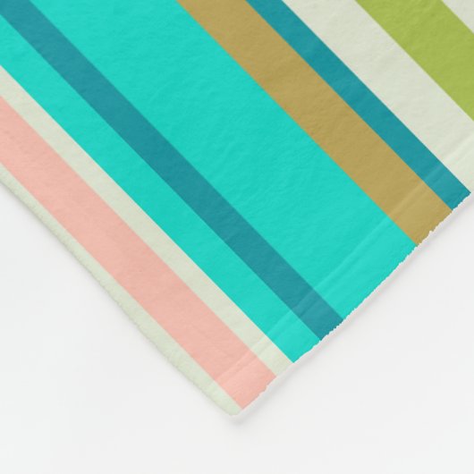 Retro verticale roze turquoise en perzikstrepen fleece deken (Hoek)