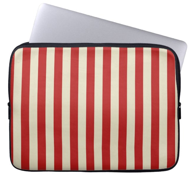 Retro  verticale strepen in rood laptop sleeve (Voorkant)